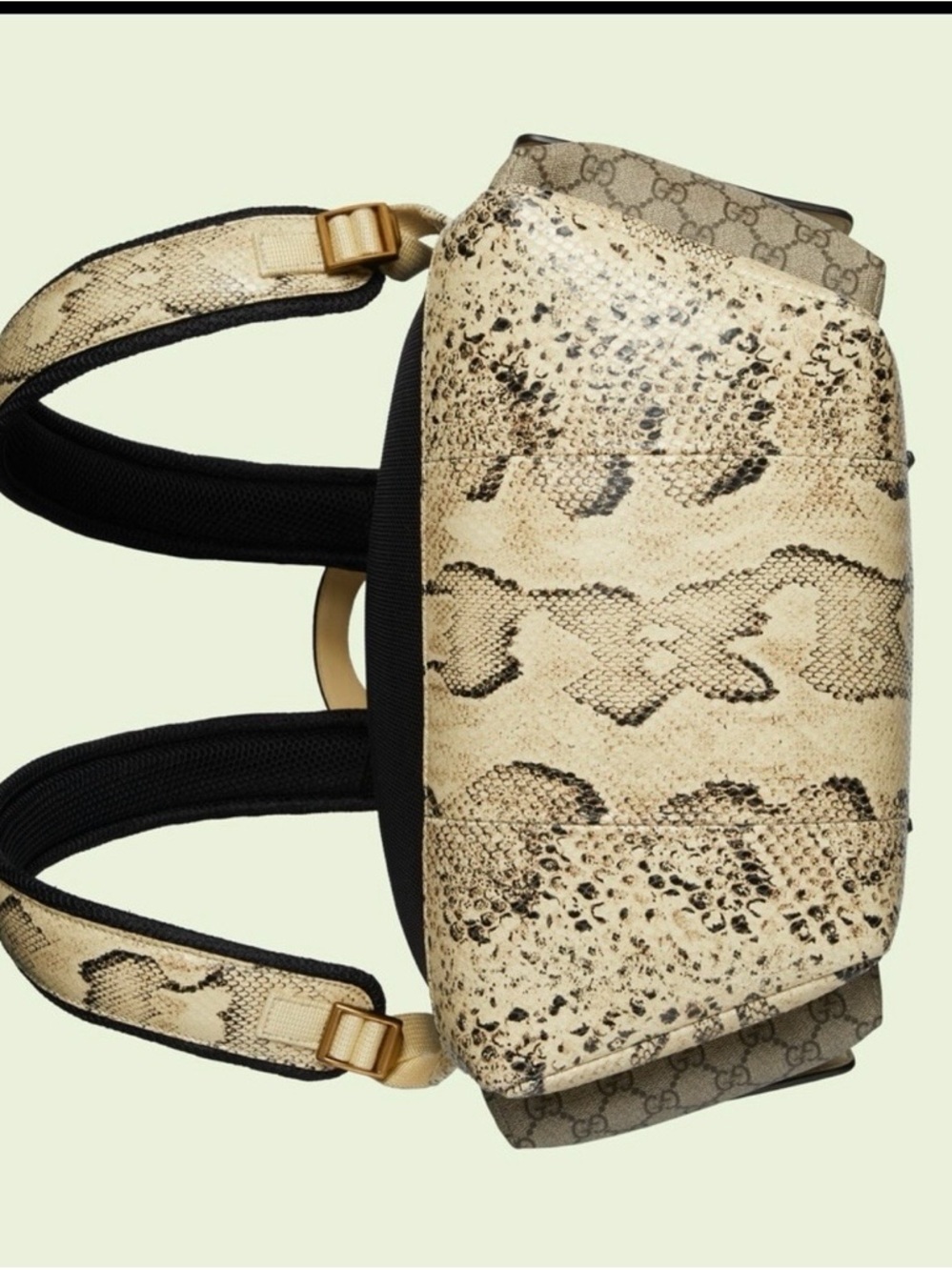 Gucci Beige/Brown GG Supreme Backpack with Python Trim - Picture 5 of 6